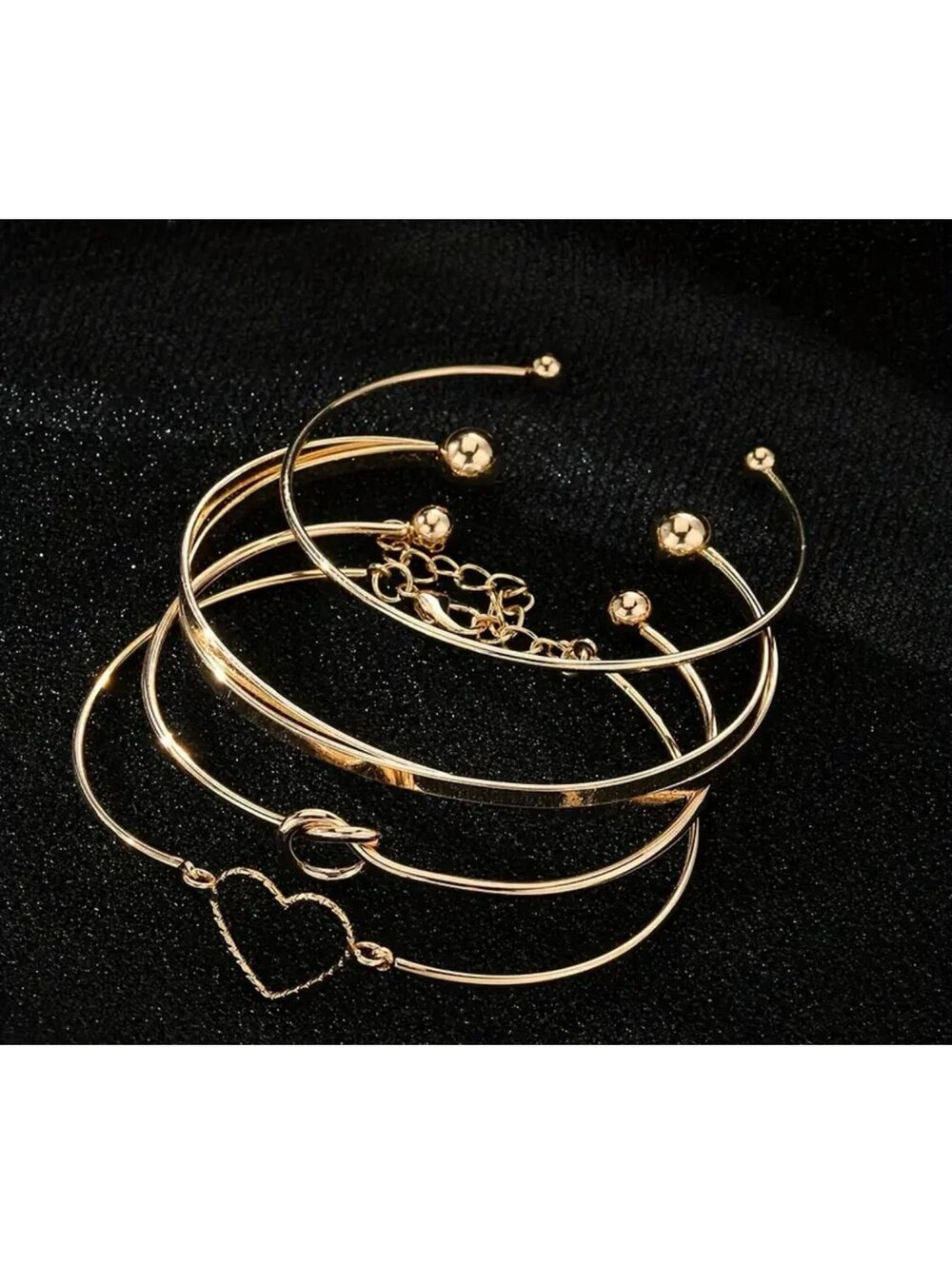 New - Gorgeous -Elegant Golden Stackable Bracelets Set of 4 Styles